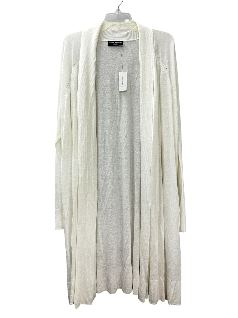 NWT Lane Bryant Cardigan Cream Longline Open-Front Sweater Linen Blend Sz 22/24